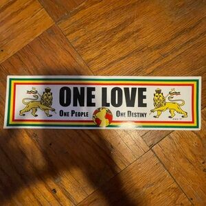 One Love Decorative Sticker - White with Red, Green, Yellow Accents